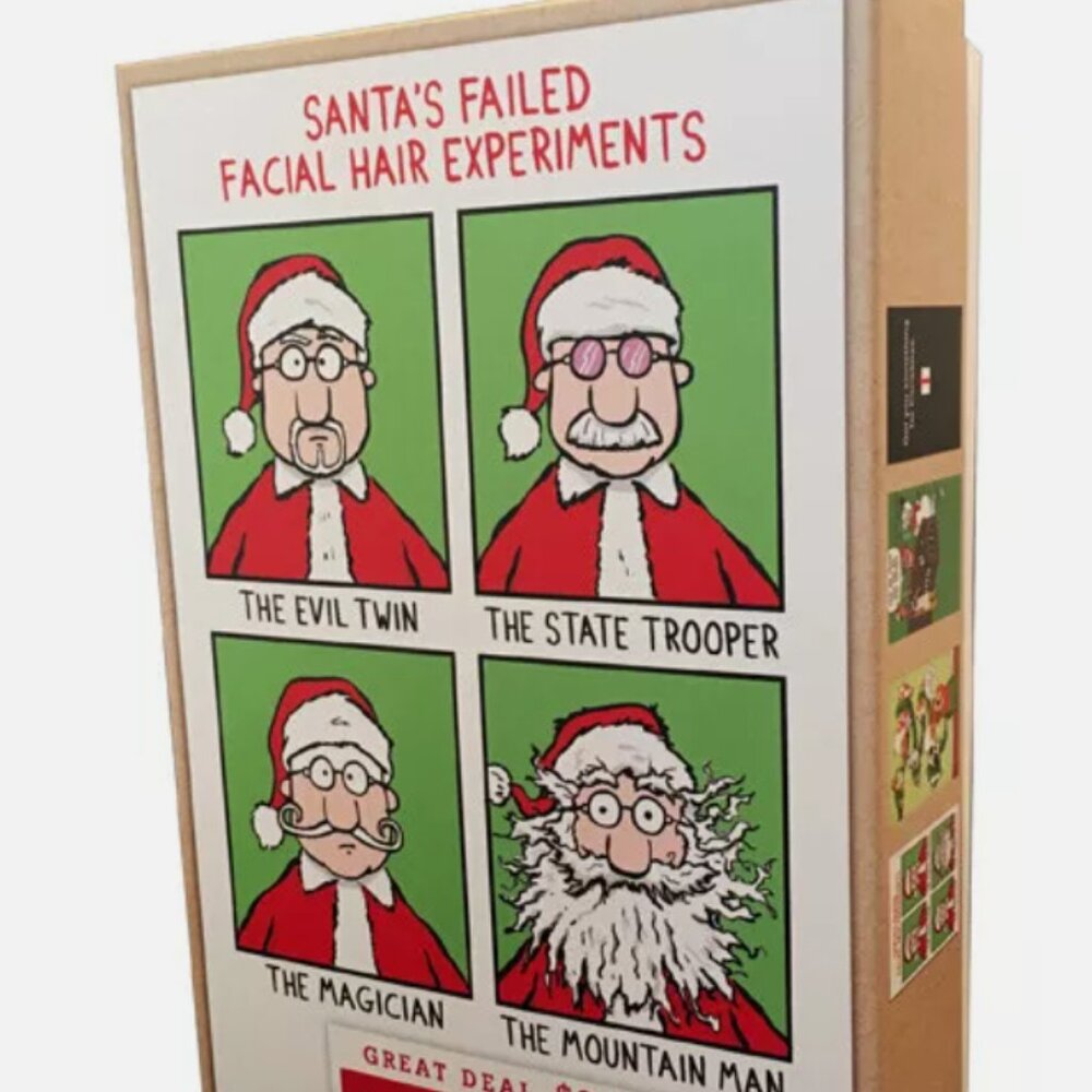 Santa's Facial Hair Funny Shoebox Assortment Box of 24 Humorous Christmas Cards